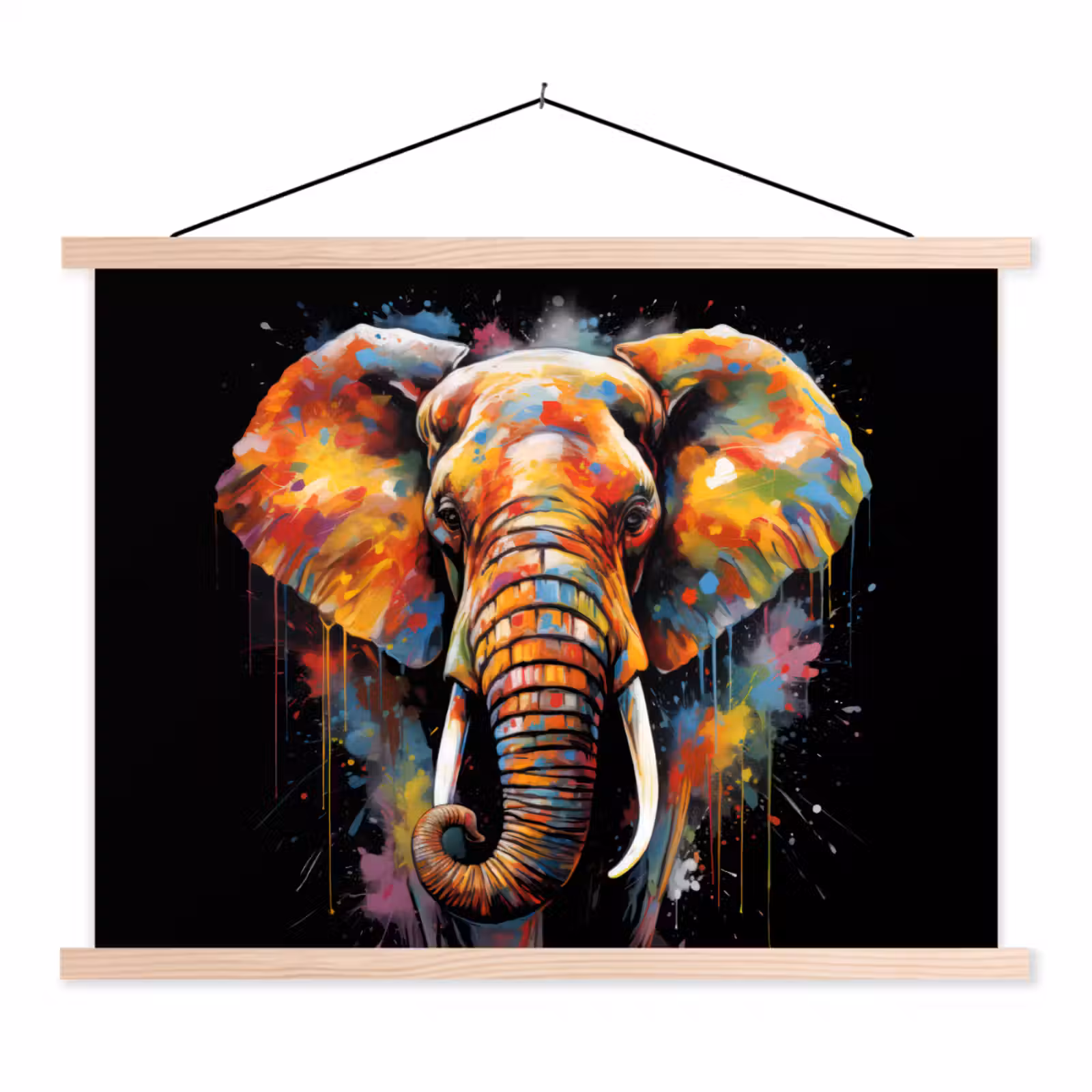 Schoolplaat - Olifant - Graffiti - Zwart - Dieren - Kleuren — 1