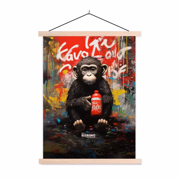 Schoolplaat - Chimpansee voor graffiti muur — 1