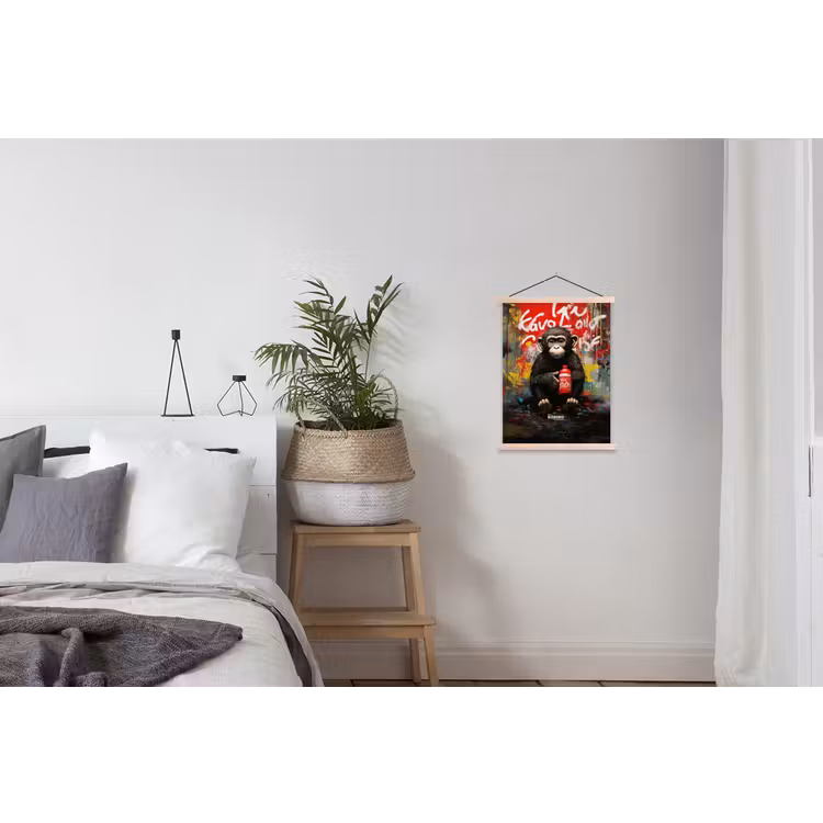 Schoolplaat - Chimpansee voor graffiti muur — 2