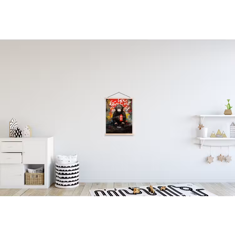 Schoolplaat - Chimpansee voor graffiti muur — 3