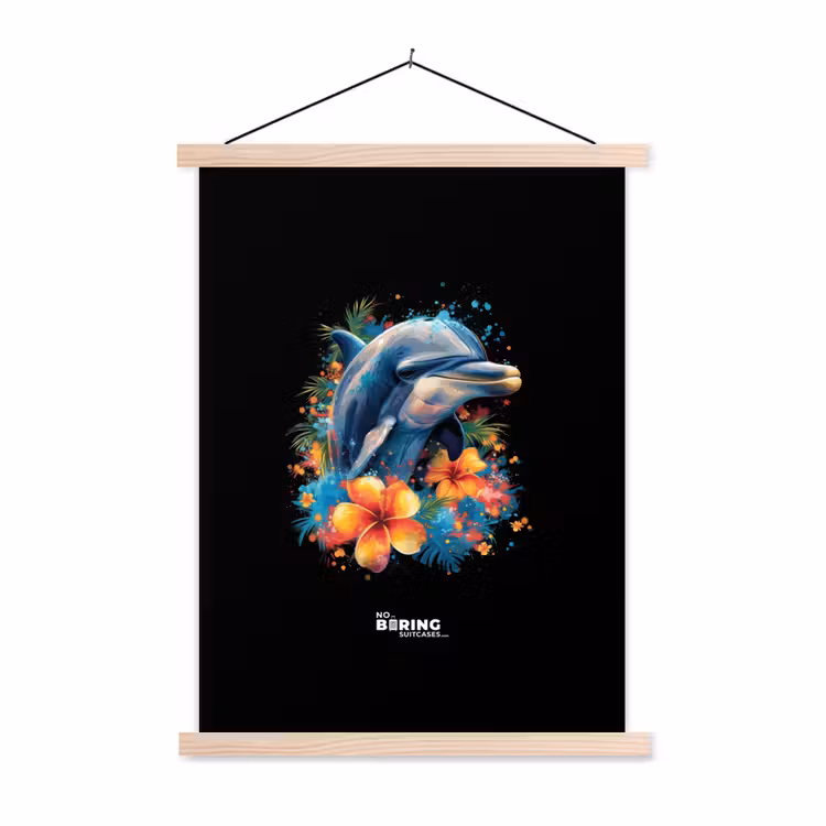 Schoolplaat - Dolfijn te midden van graffiti bloemen — 1