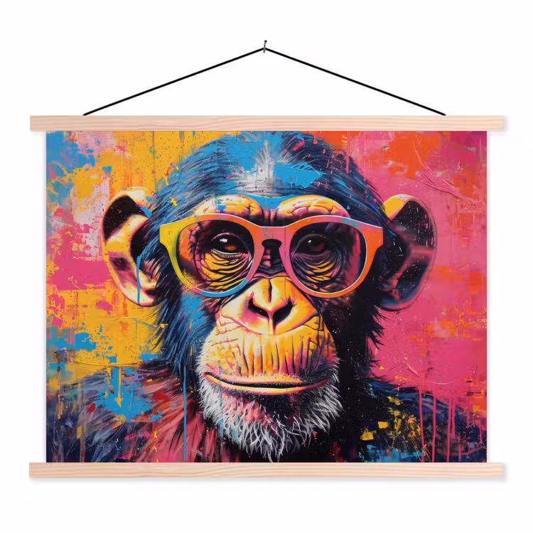 Schoolplaat - Graffiti - Chimpansee - Aap - Bril - Kleurrijk — 1