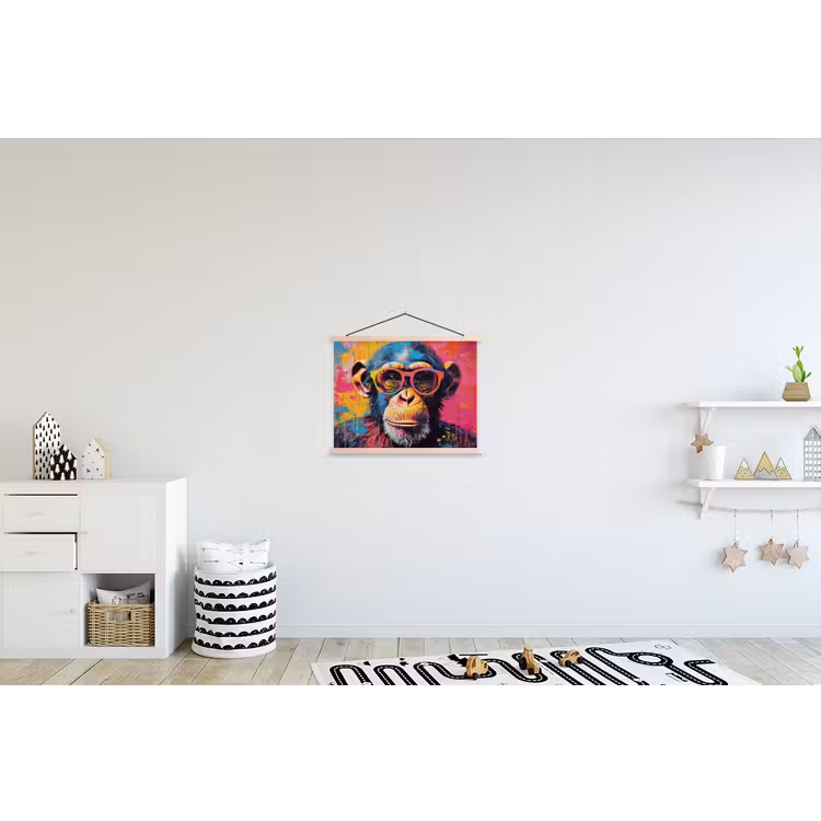 Schoolplaat - Graffiti - Chimpansee - Aap - Bril - Kleurrijk — 3
