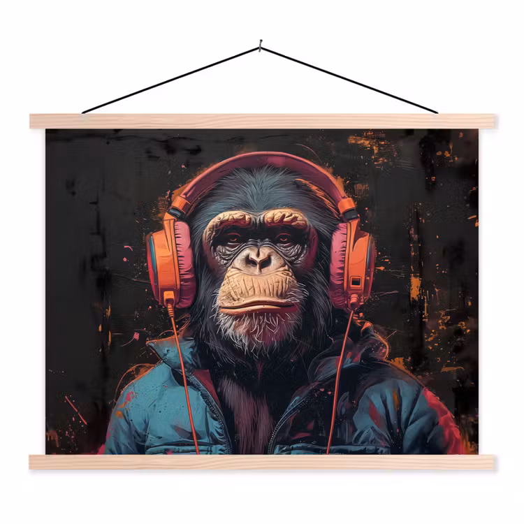 Schoolplaat - Graffiti - Chimpansee - Koptelefoon - Aap — 1