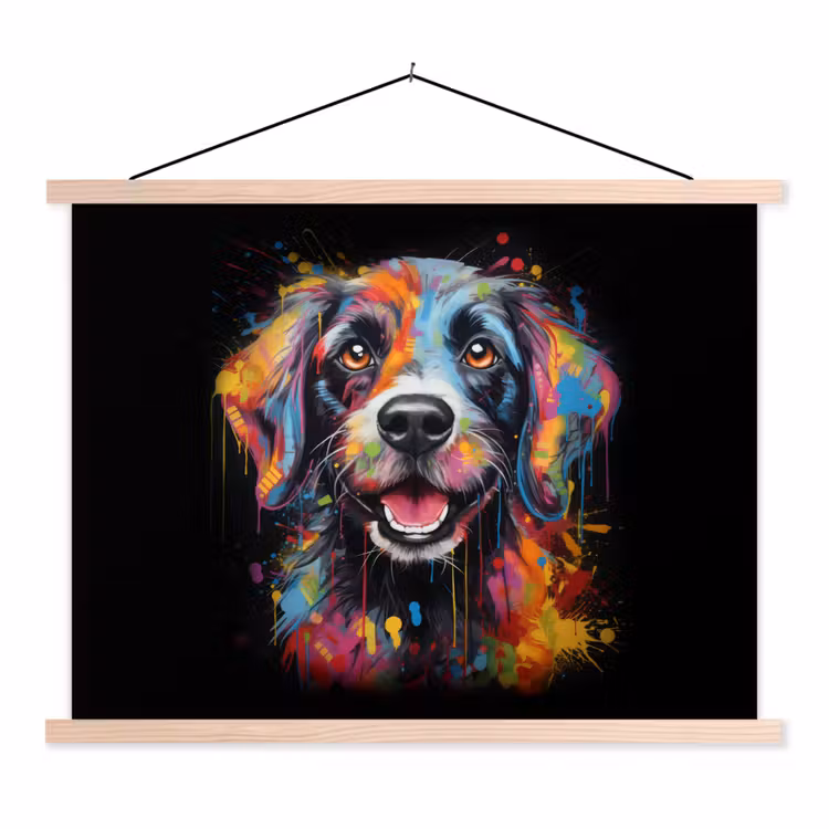 Schoolplaat - Graffiti - Hond - Zwart - Kleuren — 1