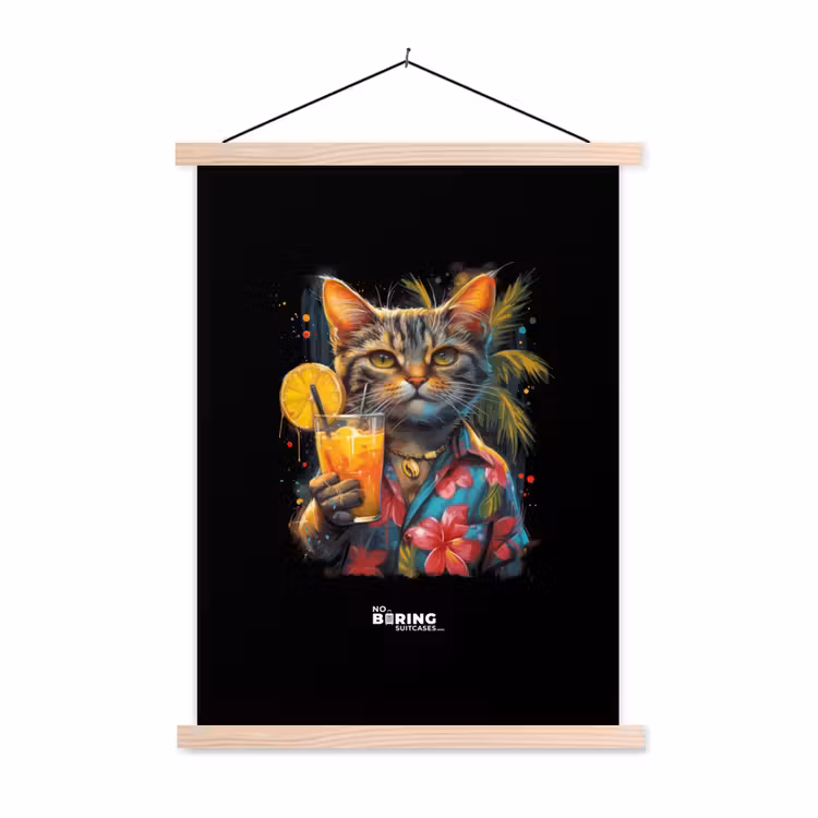 Schoolplaat - Kat in tropische street art stijl — 1