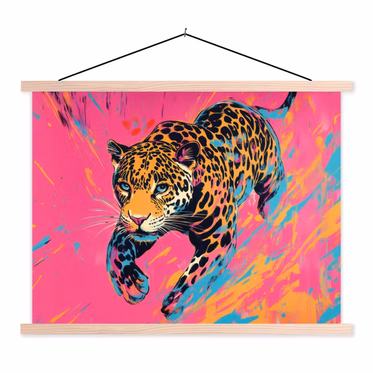 Schoolplaat - Luipaard - Roze - Oranje - Blauw - Verf — 1
