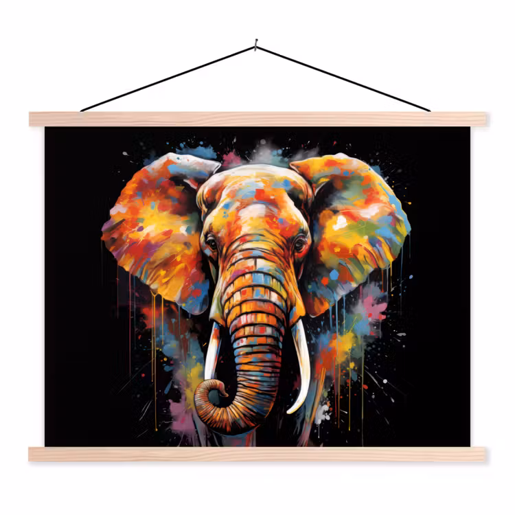 Schoolplaat - Olifant - Graffiti - Zwart - Dieren - Kleuren — 1