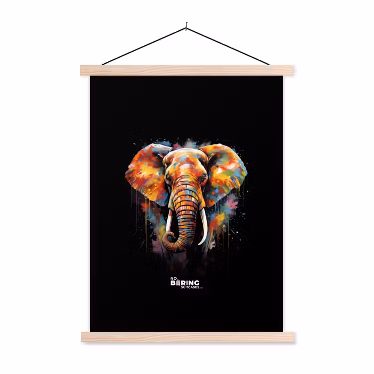 Schoolplaat - Olifant versierd met kleurrijke spetters — 1