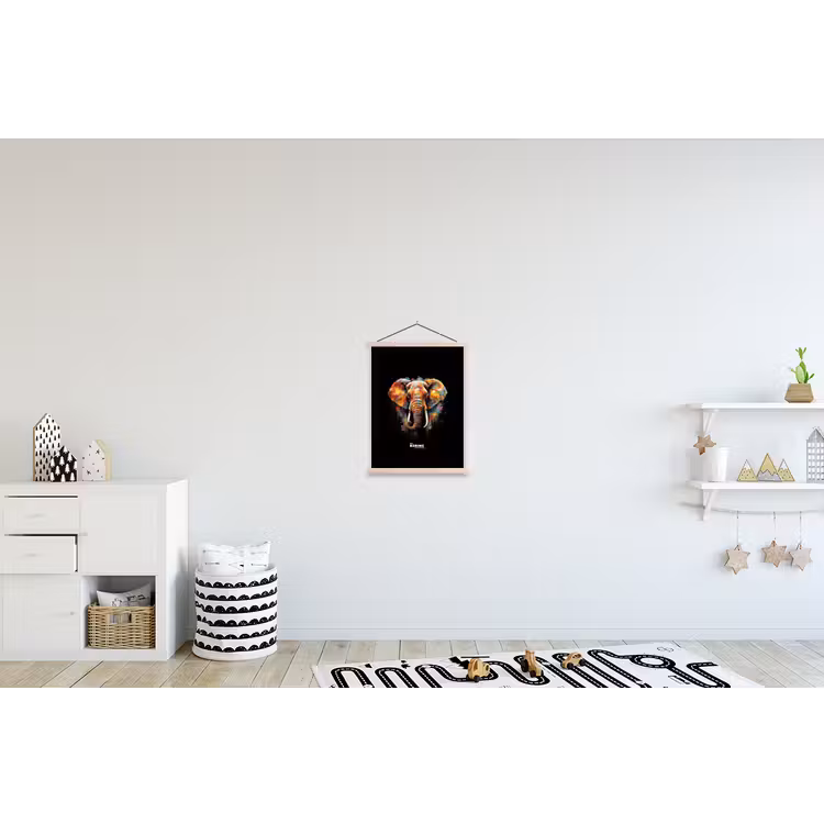 Schoolplaat - Olifant versierd met kleurrijke spetters — 3