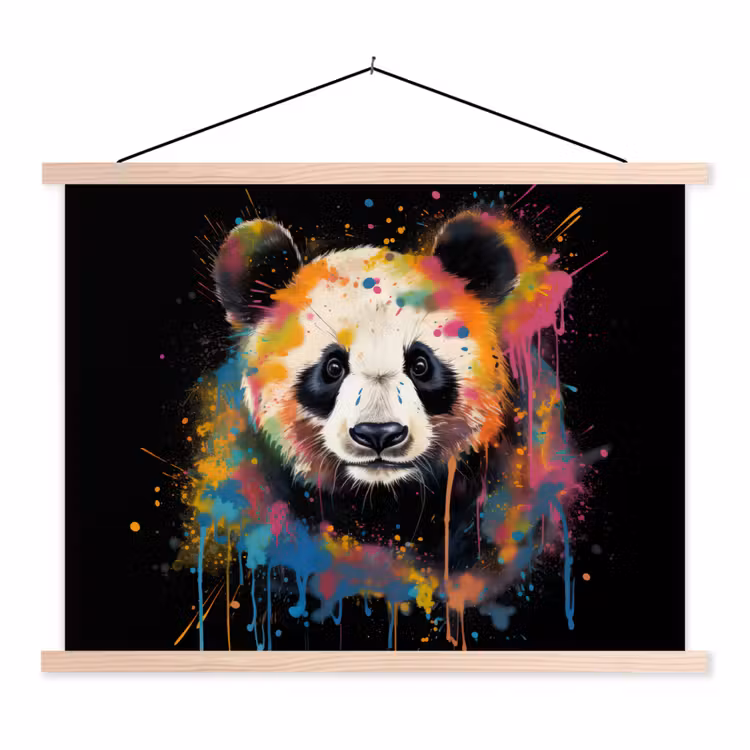 Schoolplaat - Panda - Graffiti - Dieren - Zwart - Kleuren — 1