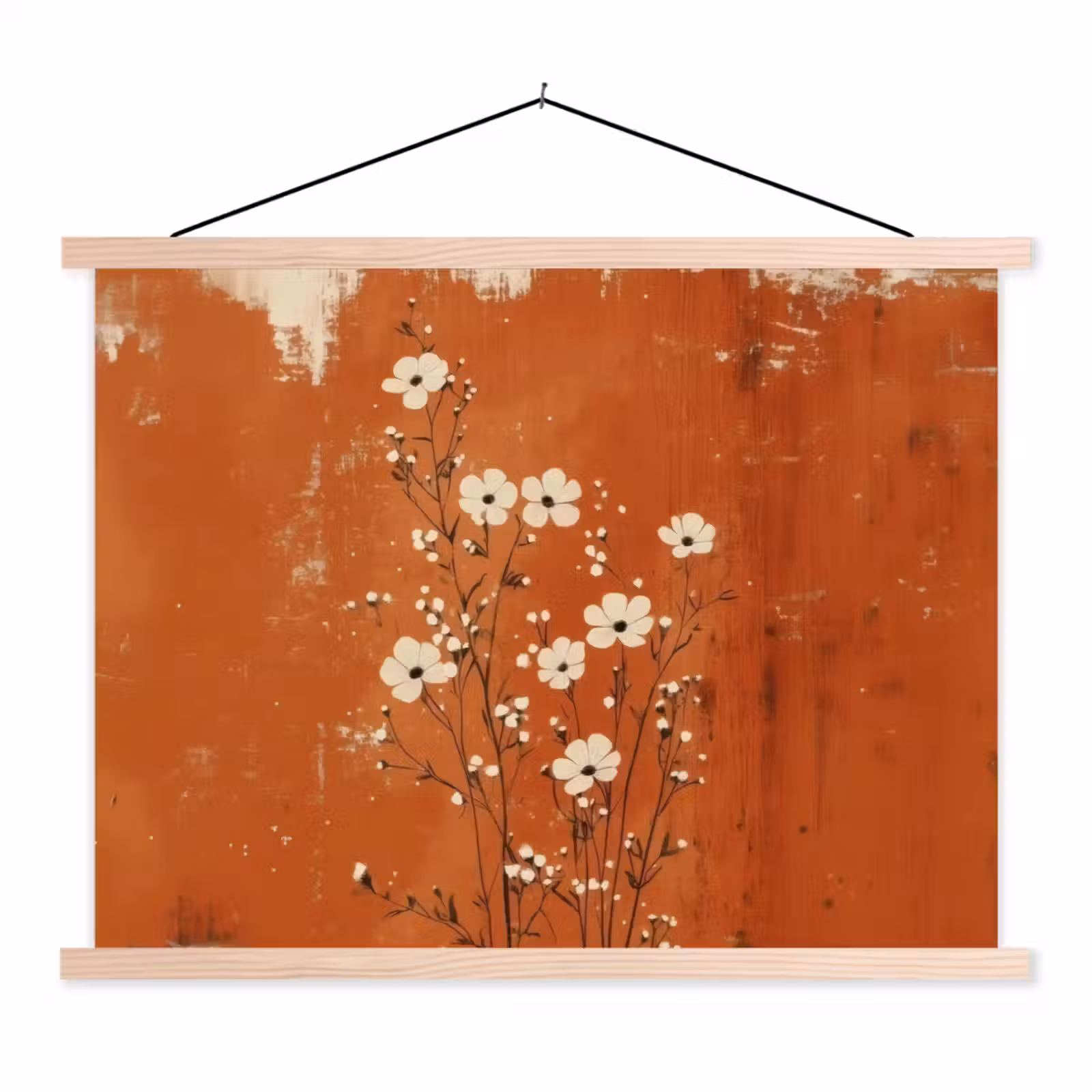 Schoolplaat - Bloemen - Wit - Subtiel - Roestkleur — 1