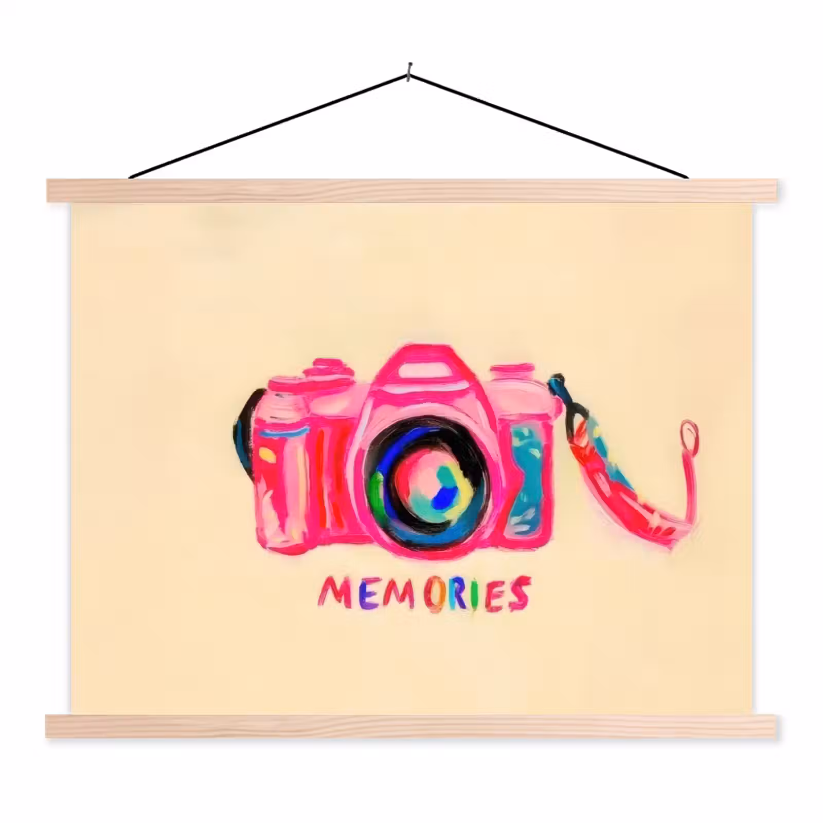 Schoolplaat - Camera - Memories - Roze - Geschilderd — 1