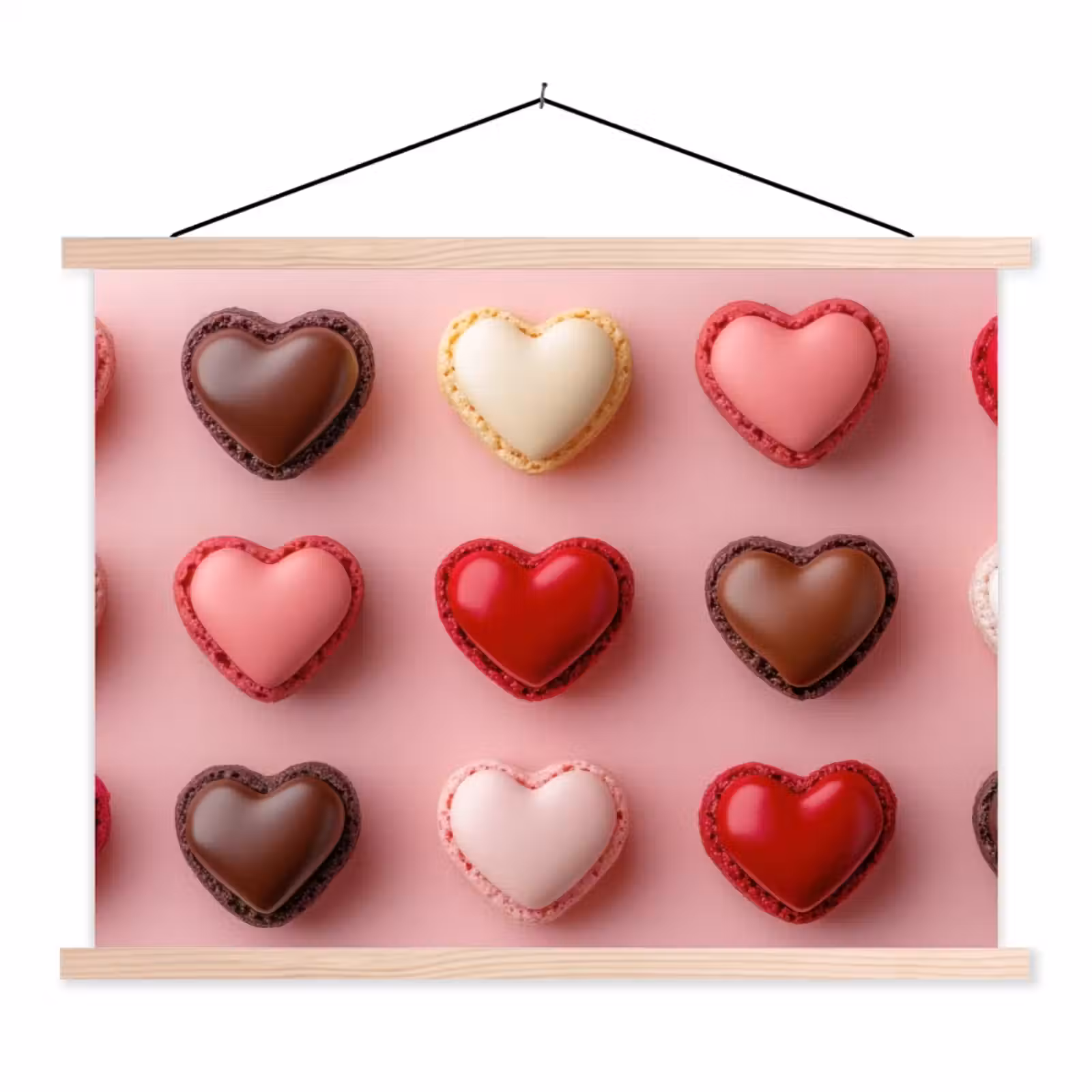 Schoolplaat - Macarons - Hartjes - Kleurrijk - Roze — 1