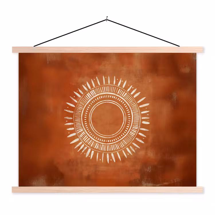 Schoolplaat - Abstract - Lijnen - Zonnestralen - Roodbruin — 1