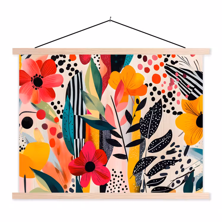 Schoolplaat - Bloemen - Bladeren - Abstract - Kleurrijk — 1