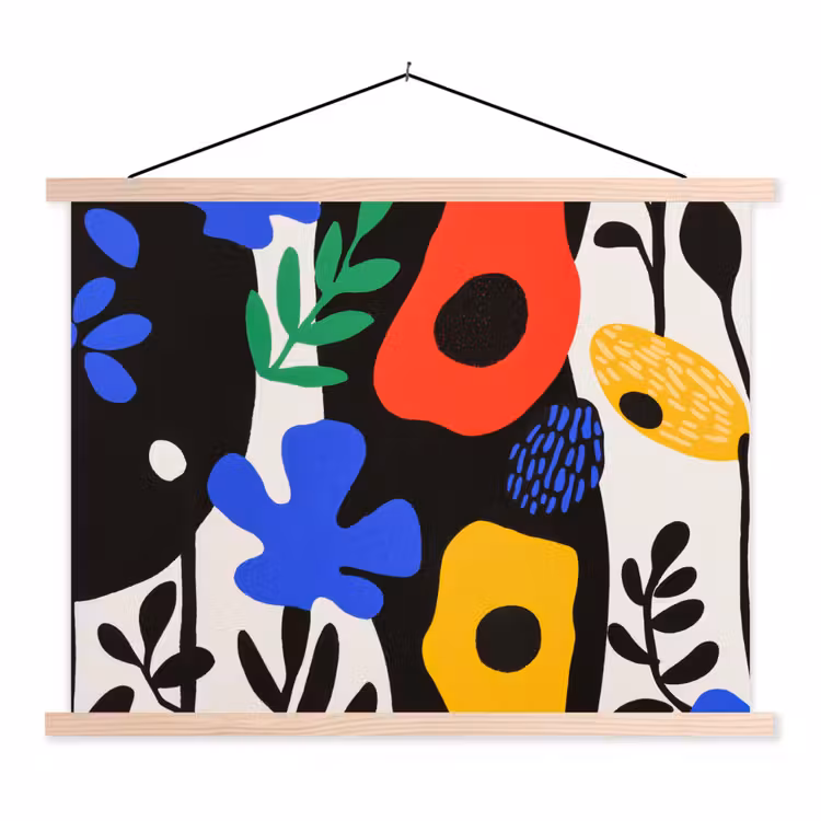 Schoolplaat - Bloemen - Bladeren - Abstract - Zwart — 1