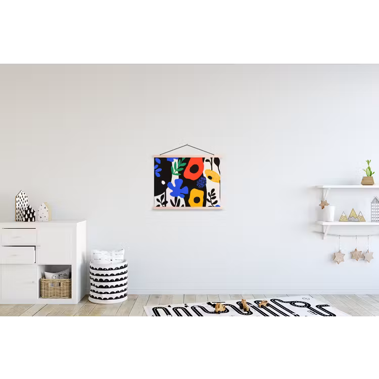 Schoolplaat - Bloemen - Bladeren - Abstract - Zwart — 3