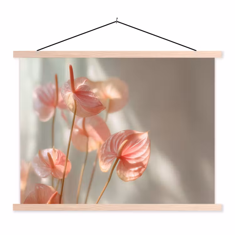 Schoolplaat - Bloemen - Stelen - Roze - Schaduw — 1