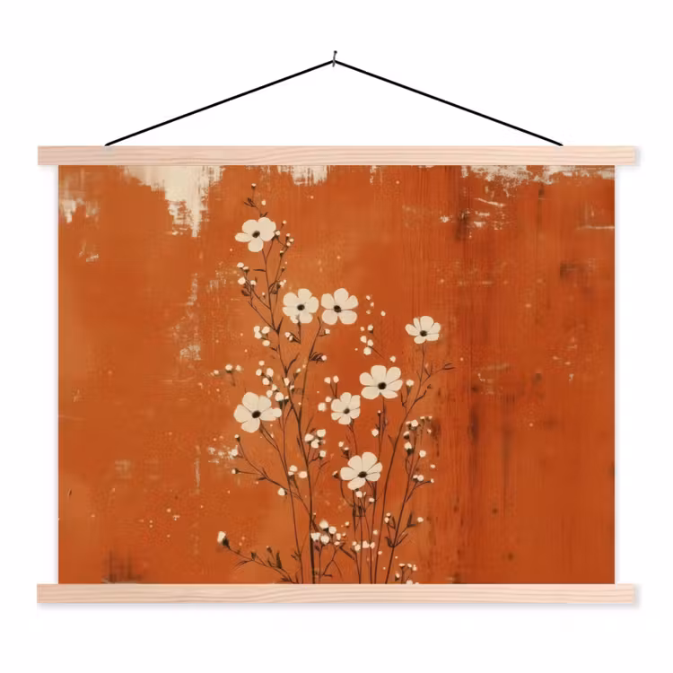 Schoolplaat - Bloemen - Wit - Subtiel - Roestkleur — 1