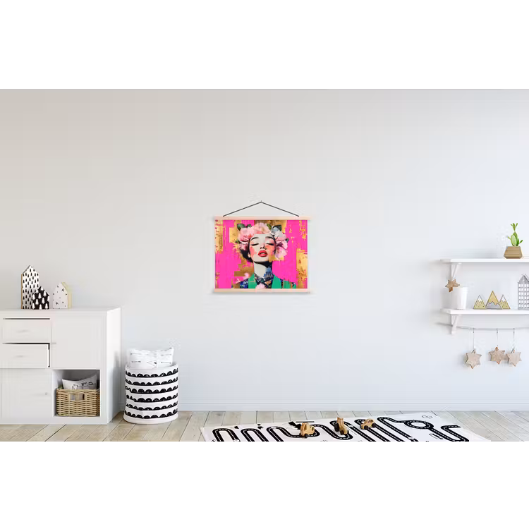 Schoolplaat - Bloemenkroon - Goud - Vrouw - Portret — 3
