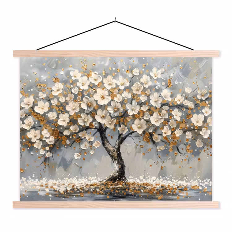 Schoolplaat - Boom - Bloemen - Wit - Natuur - Kunst — 1
