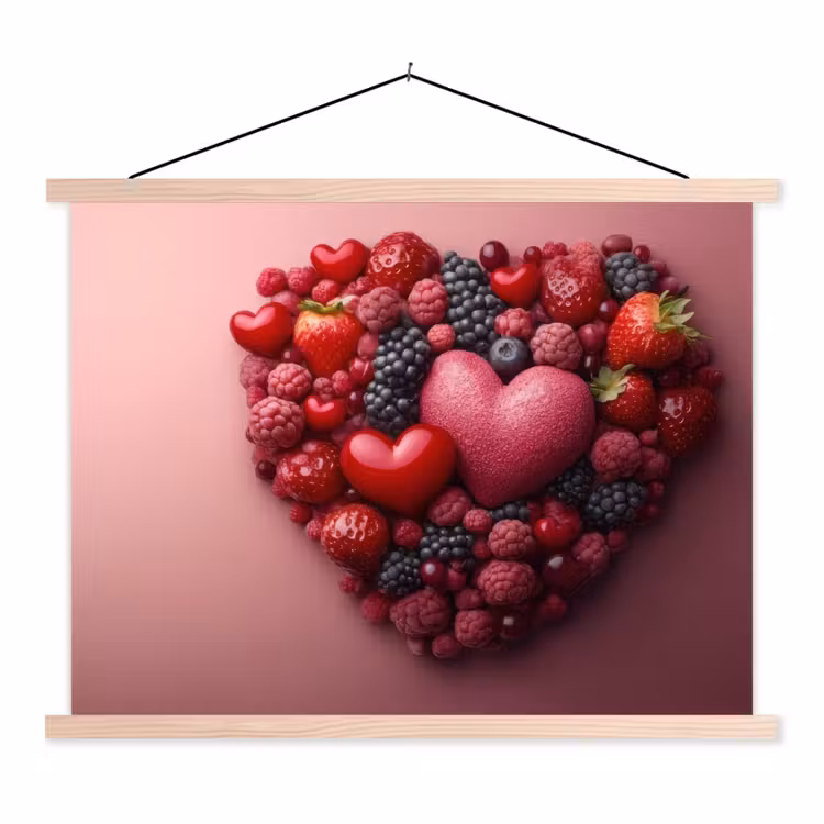 Schoolplaat - Fruit - Hartjes - Aardbeien - Frambozen - Bosbessen — 1