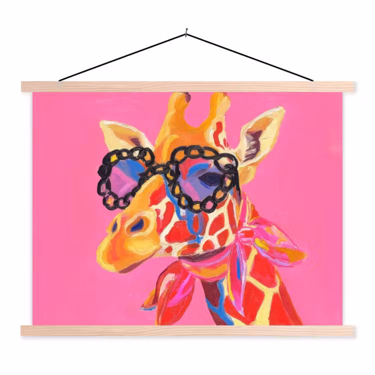 Schoolplaat - Giraf - Roze - Bril - Sjaal — 1
