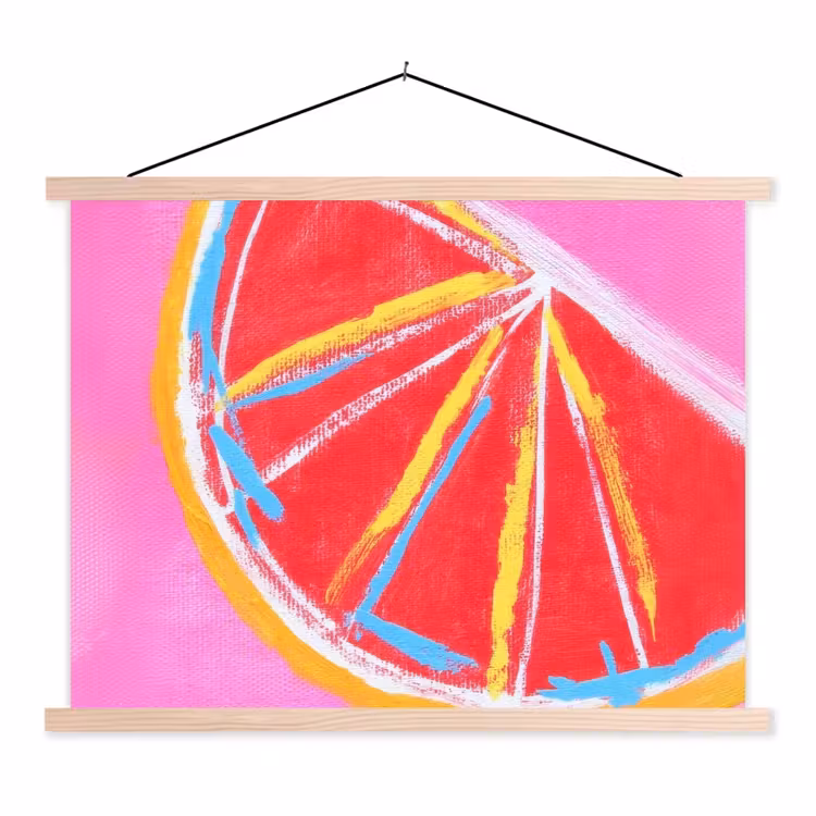 Schoolplaat - Grapefruit - Geschilderd - Roze - Strepen — 1