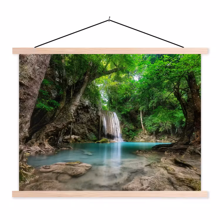 Schoolplaat - Jungle - Waterval - Planten - Water - Natuur — 1