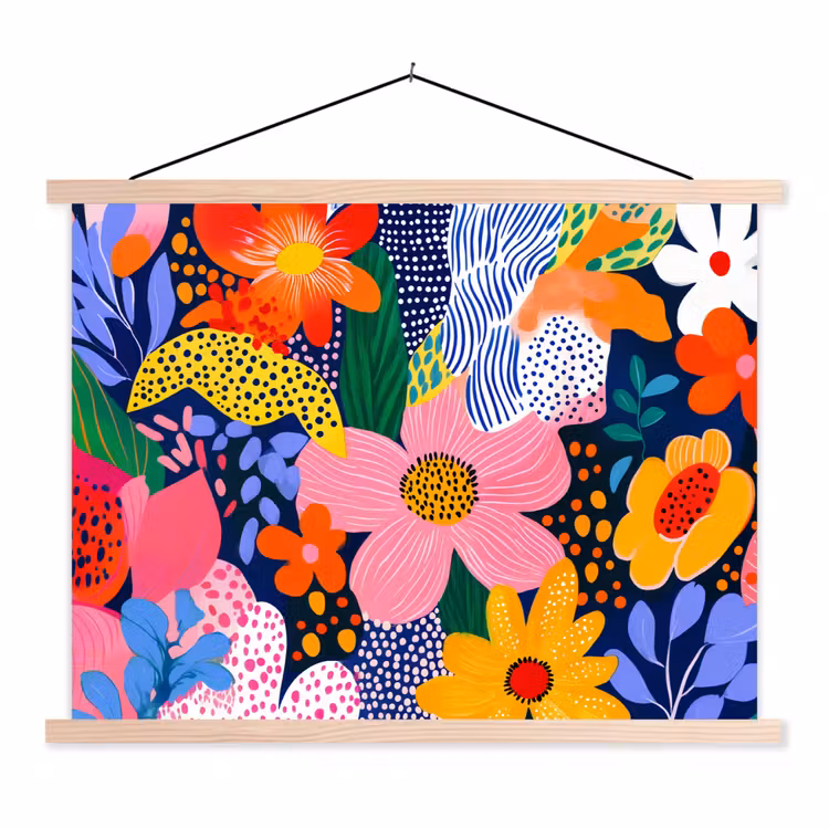 Schoolplaat - Kleurrijk - Bloemen - Abstract - Stippen — 1