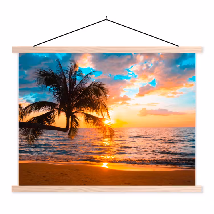 Schoolplaat - Palm - Zonsondergang - Horizon - Strand - Zee - Tropisch — 1