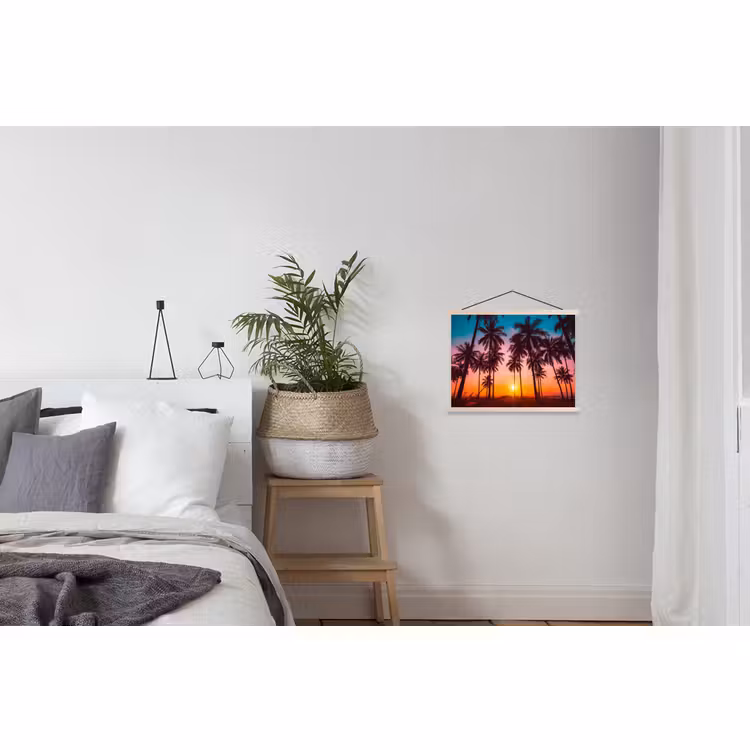 Schoolplaat - Palmboom - Zonsondergang - Horizon - Strand - Oranje - Roze — 2