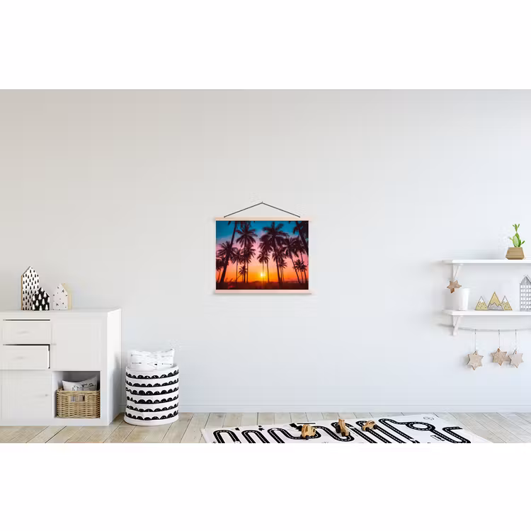 Schoolplaat - Palmboom - Zonsondergang - Horizon - Strand - Oranje - Roze — 3
