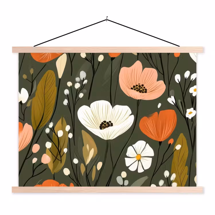 Schoolplaat - Bloemen - Illustratie - Groen — 1