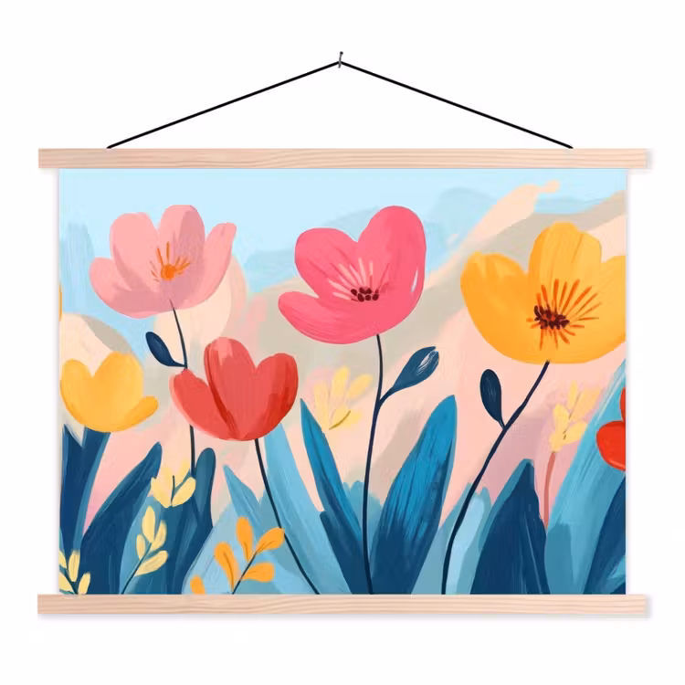 Schoolplaat - Illustratie - Bloemen - Kleurrijk — 1