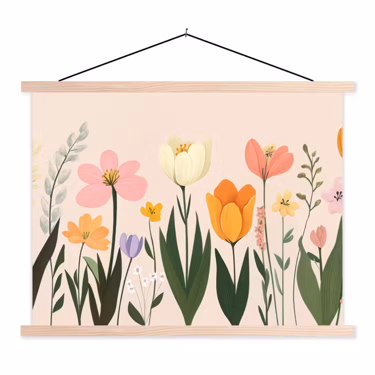 Schoolplaat - Pasteltinten - Bloemen - Illustratie — 1