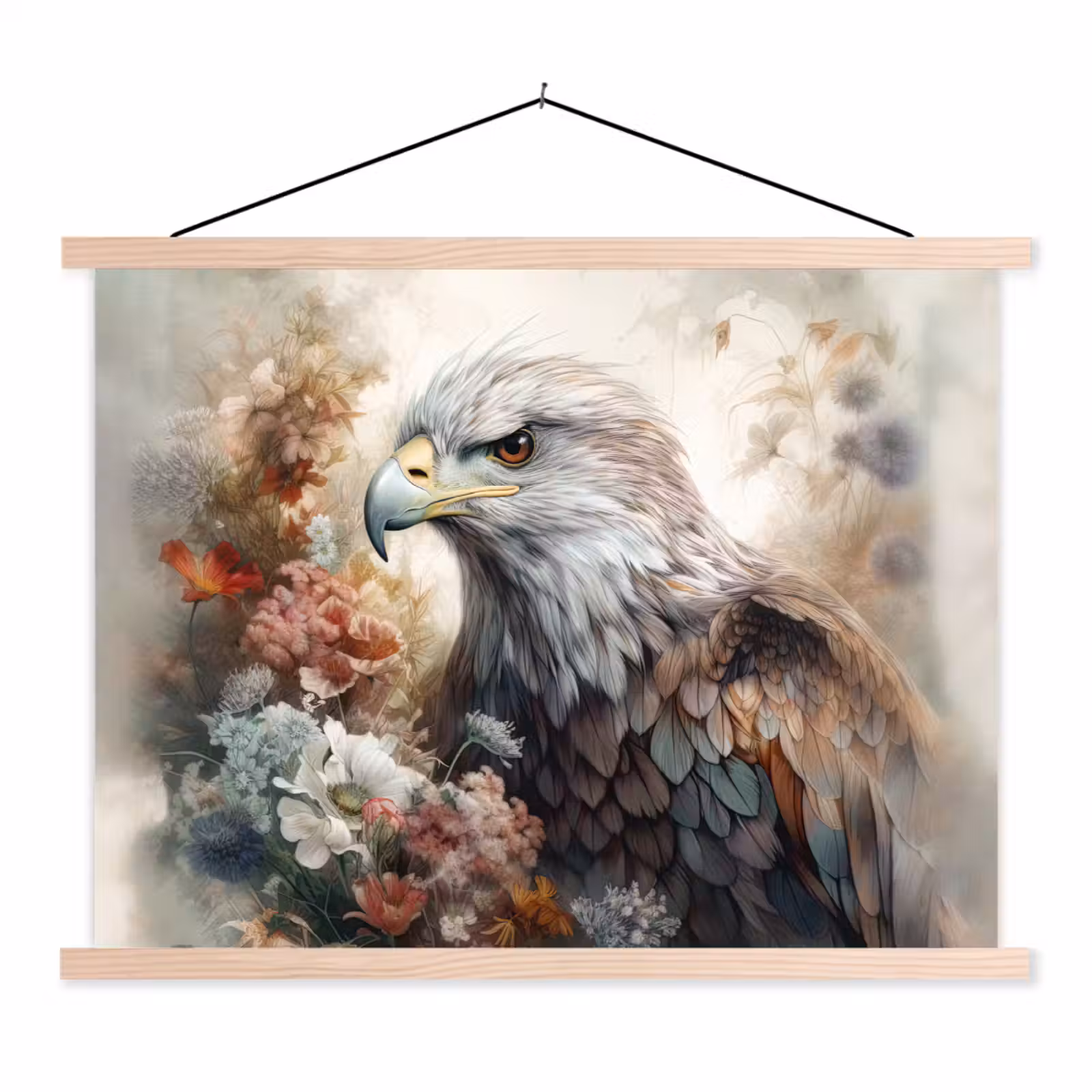 Schoolplaat - Arend - Adelaar - Vogel - Bloemen - Natuur — 1