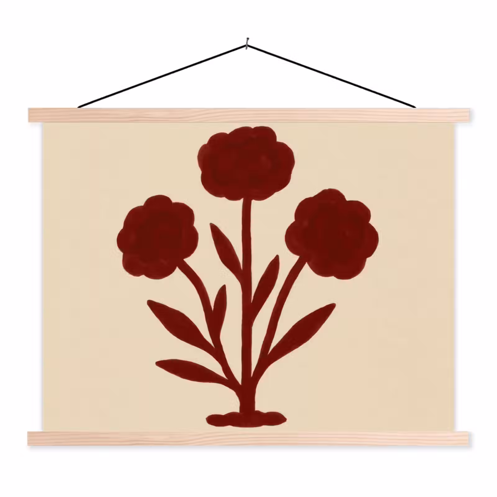 Schoolplaat - Bloemen - Bladeren - Rood - Minimalistisch — 1