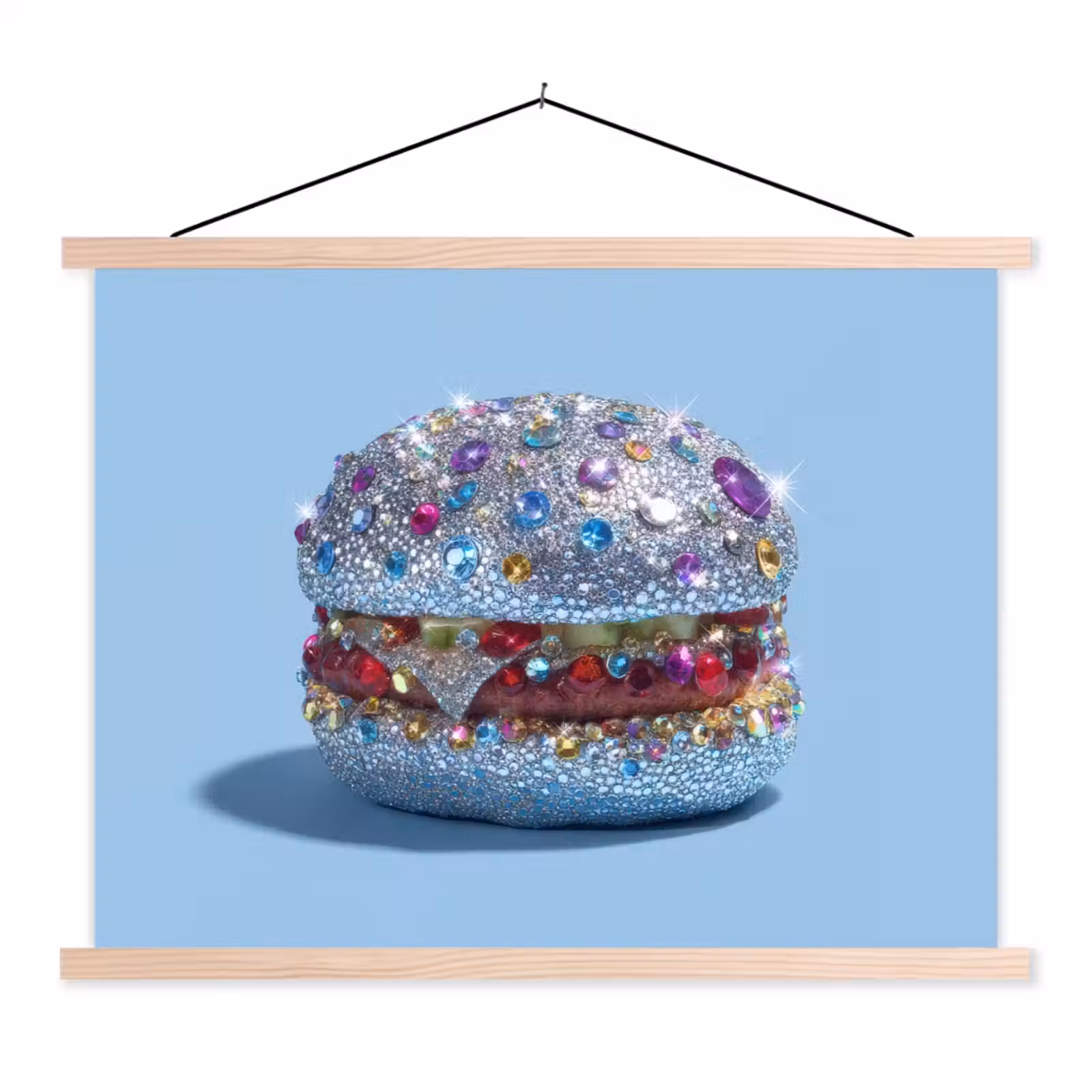 Schoolplaat - Glitters - Hamburger - Blauw — 1