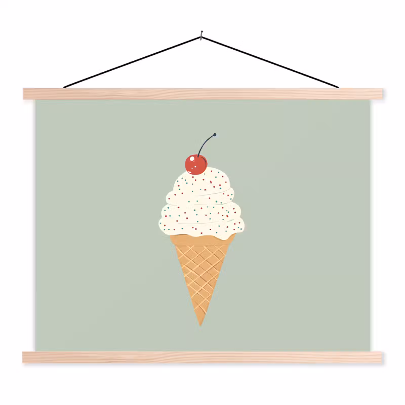 Schoolplaat - Illustratie - Ijsje - Spikkels - Kers — 1