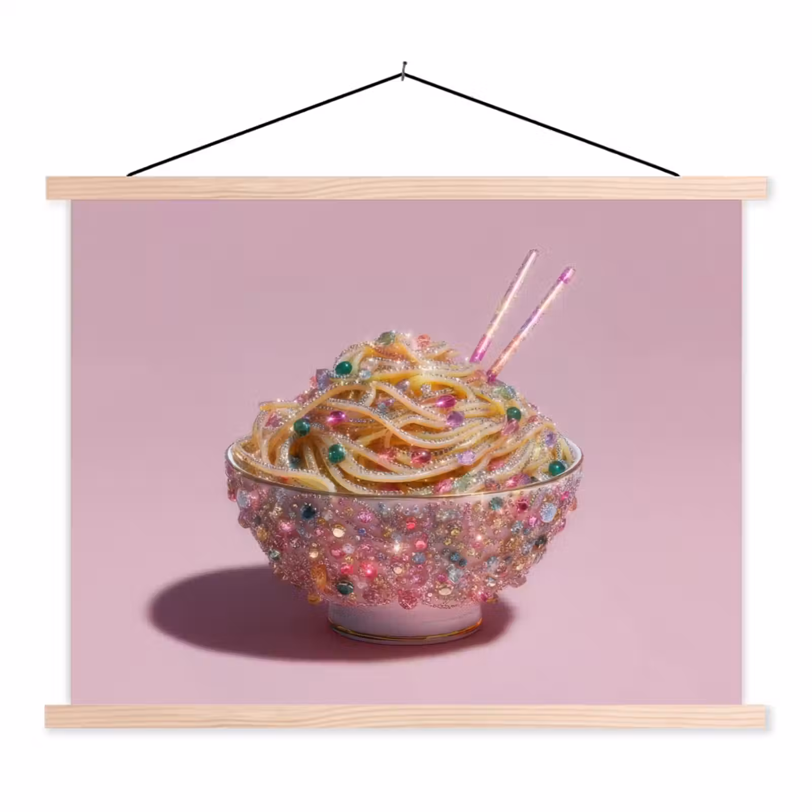 Schoolplaat - Noodles - Edelstenen - Stokjes - Roze — 1