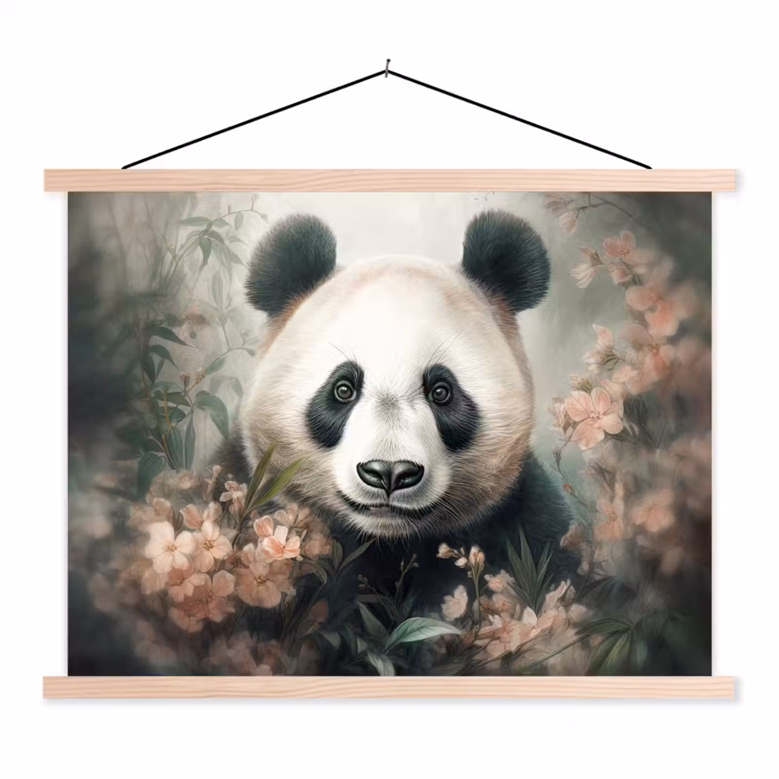 Schoolplaat - Panda - Dieren - Bloemen - Planten — 1