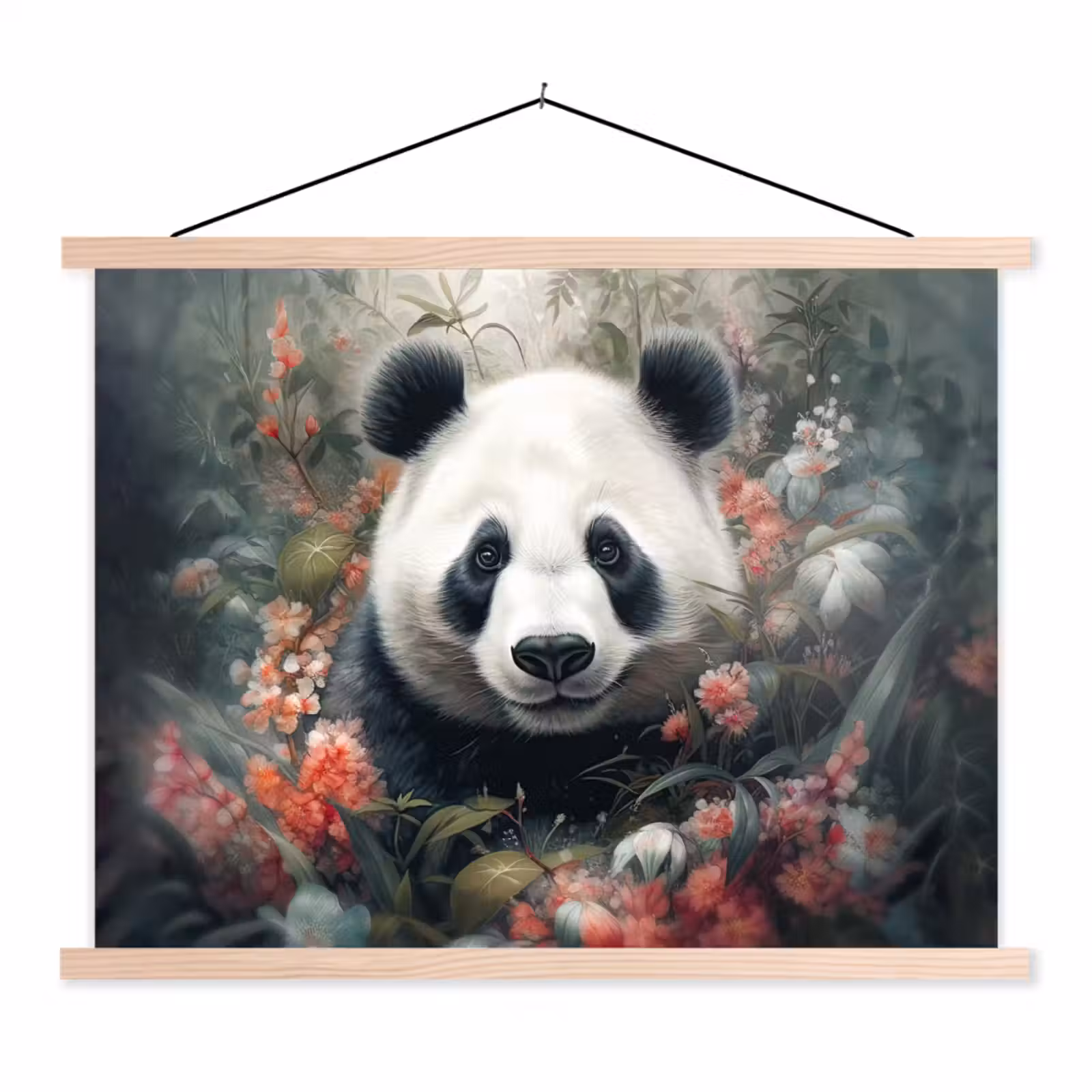 Schoolplaat - Panda - Wilde dieren - Bloemen - Natuur — 1