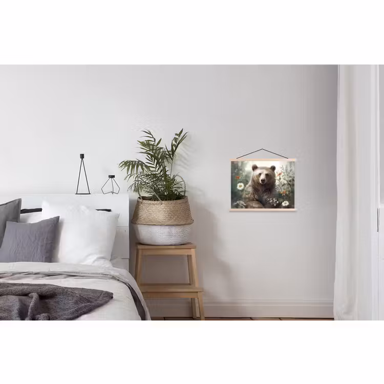 Schoolplaat - Bruine beer - Wilde dieren - Bloemen - Planten — 2