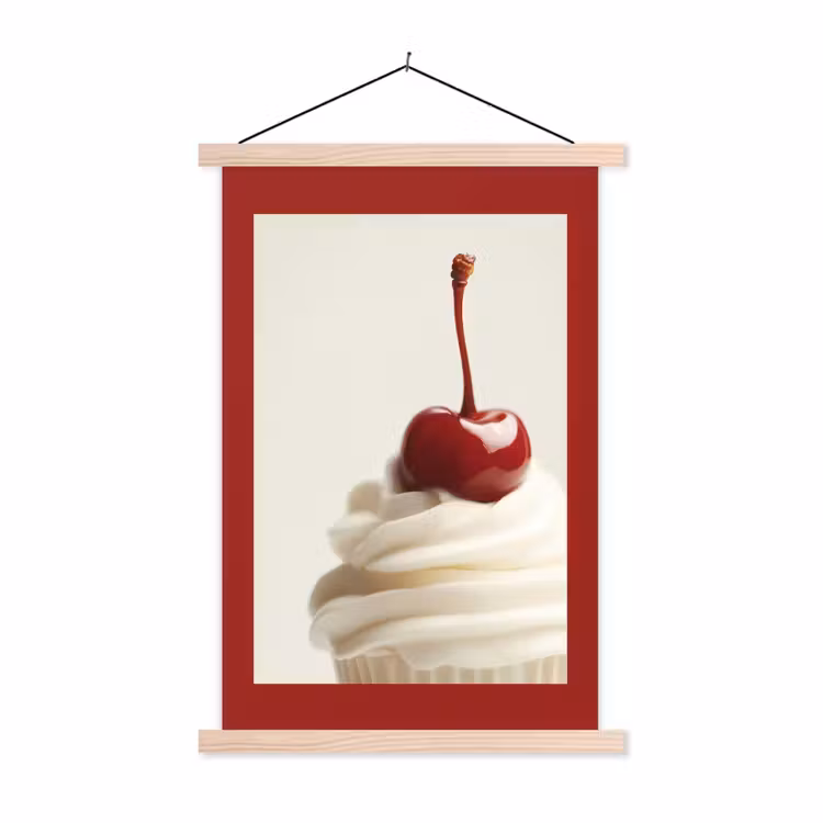 Schoolplaat - Cupcake - Kers - Rood — 1