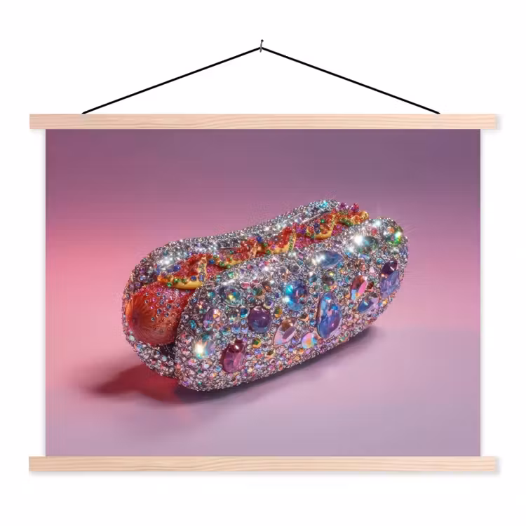 Schoolplaat - Hotdog - Steentjes - Glitters - Paars — 1