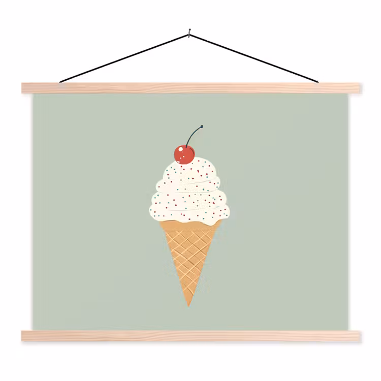 Schoolplaat - Illustratie - Ijsje - Spikkels - Kers — 1