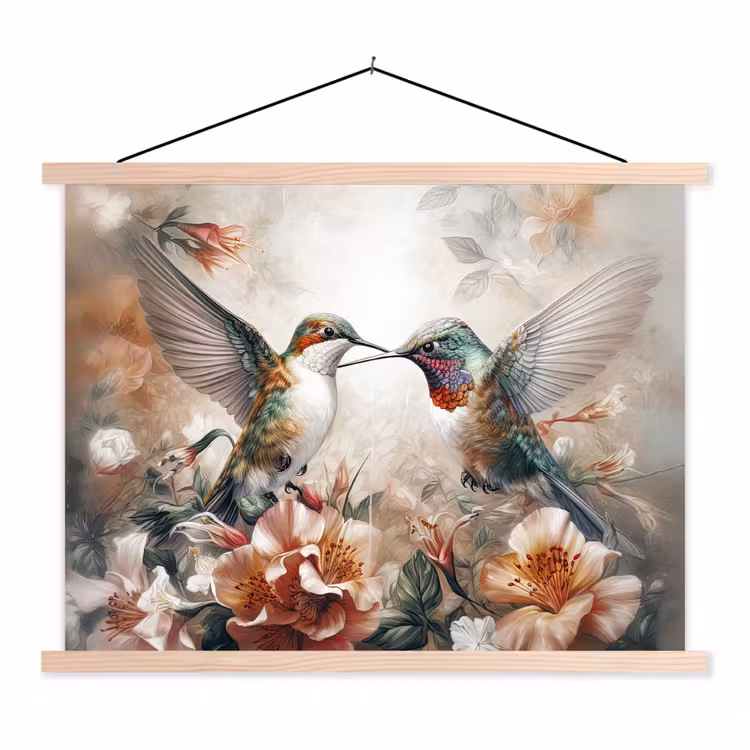 Schoolplaat - Kolibrie - Vogels - Bloemen - Natuur — 1