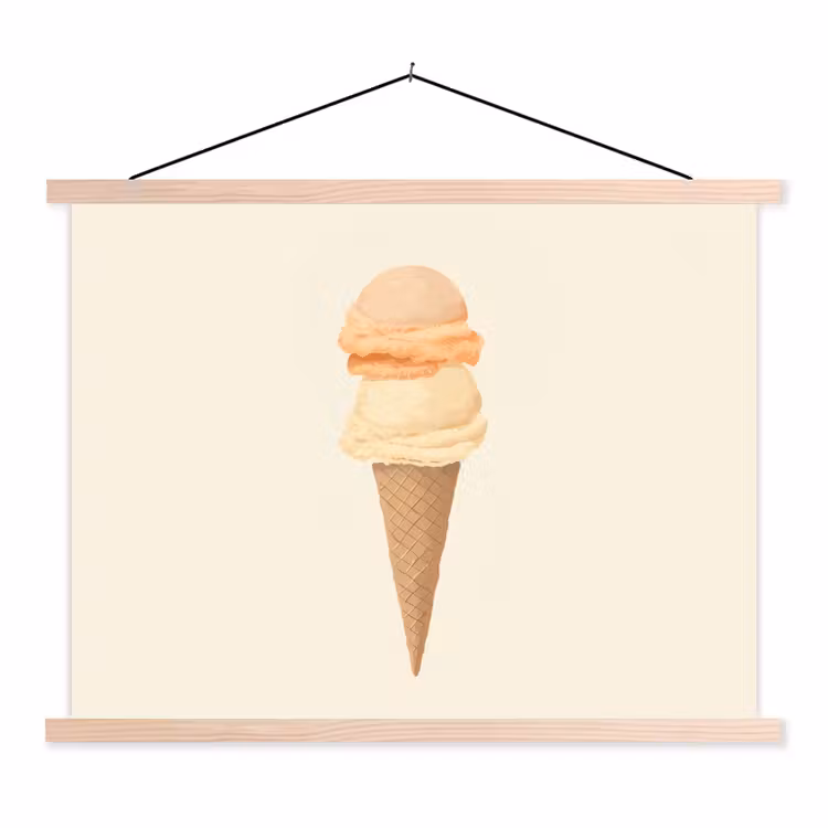 Schoolplaat - Minimalistisch - Schepijs - Hoorntje - Beige — 1